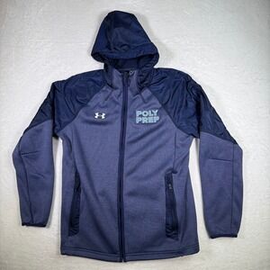 Under Armour Poly Prep Full Zip Hooded Jacket Medium Navy Blue‎ Athletic